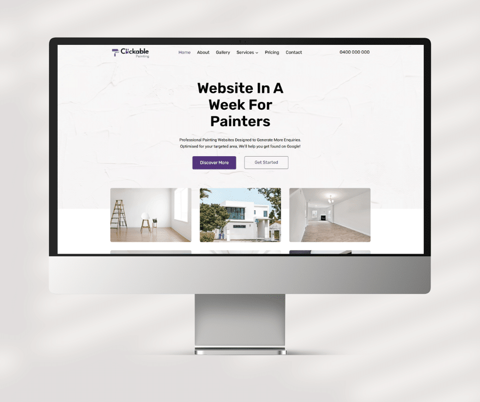 Painter website design preview on desktop computer for Adelaide painting business – SEO‑ready Website in a Week