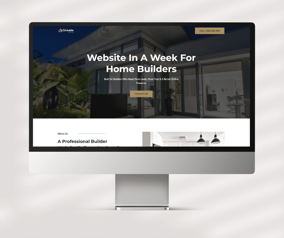 Builder website design preview on desktop computer for Adelaide building business – SEO‑ready