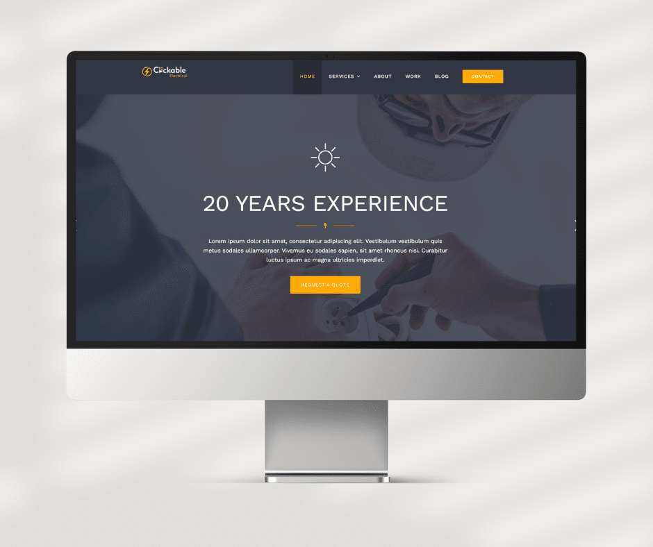 Electrician website design preview on desktop computer for Adelaide electrical business – SEO‑ready